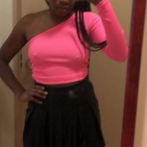 Bershka one shoulder pink top